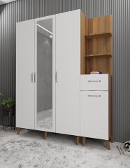 Açelya Portmanto Vestiyer Ayakkabılık Ceviz Beyaz - Ücretsiz Kurulum M3