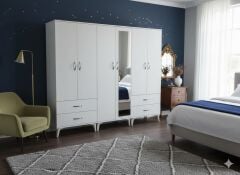 Odin 6 Kapaklı Dolap Gardırop Ücretsiz Kurulum Beyaz M3