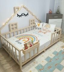 Elena İthal Ladin Ahşap Çatılı Montessori Çocuk Karyola