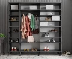 Açelya Portmanto Vestiyer Füme Beyaz - Montaj Dahil M12