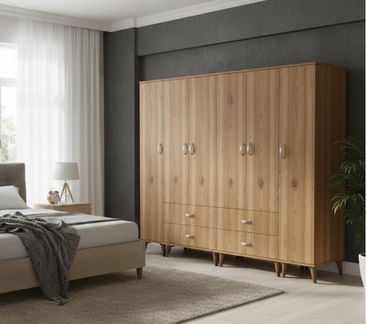 Odin 6 Kapaklı Dolap Gardırop Ücretsiz Kurulum Çam M1
