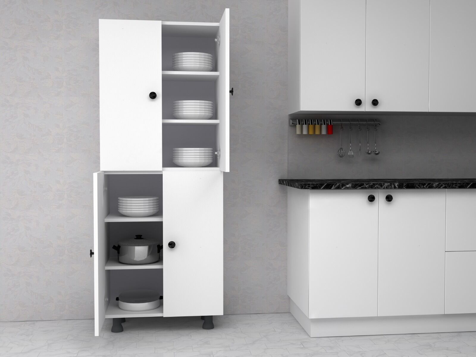 Faro Mdf 4 Raflı Çok Amaçlı Mutfak Banyo Ayakkabılık Dolap 60cm