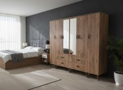 Odin 6 Kapaklı Dolap Gardırop Ücretsiz Kurulum Çam M2