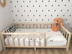 Damla İthal Masif Ladin Ahşap Montessori Karyola