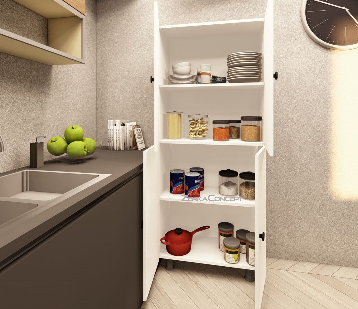 Evora Mdf 4 Raflı Çok Amaçlı Mutfak Banyo Ayakkabılık Dolap 60cm