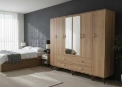 Odin 6 Kapaklı Dolap Gardırop Ücretsiz Kurulum Meşe M2