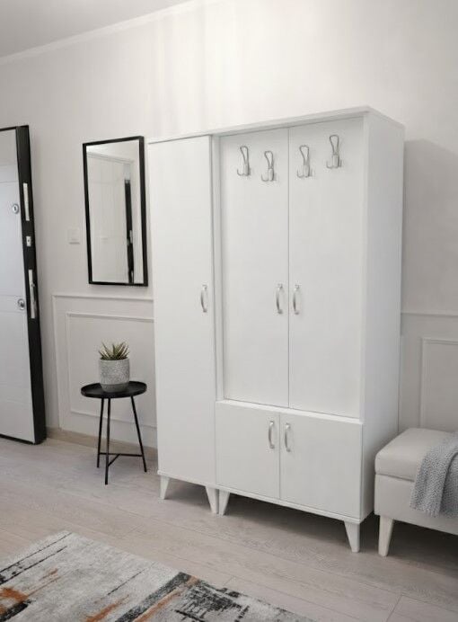 Belin 3 Kapaklı Portmanto Vestiyer Ayakkabılık Dolap Ücretsiz Kurulum Beyaz M1