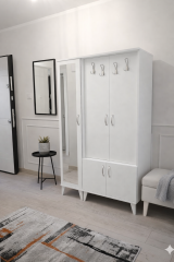 Belin 3 Kapaklı Portmanto Vestiyer Ayakkabılık Dolap Ücretsiz Kurulum Beyaz M2