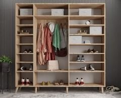 Açelya Portmanto Vestiyer Meşe - Montaj Dahil M12