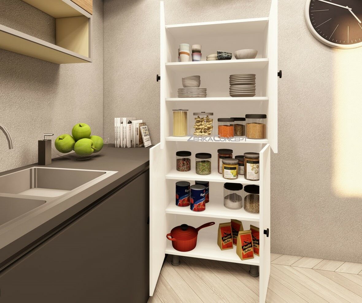 Mona Çok Amaçlı Mutfak Banyo Ayakkabılık Dolabı 180 Cm 6 Bölmeli