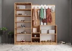 Flora Aynalı Portmanto Vestiyer - Ücretsiz Kurulum - Çam Beyaz