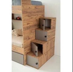 Grey Tamamı Mdf Çelik Destekli Yavrulu Ranza AC - Ücretsiz Kurulum