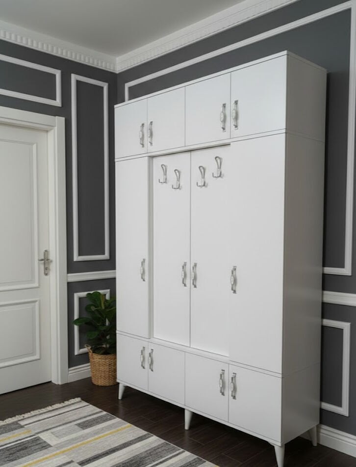 Averon Portmanto Vestiyer Ayakkabılık Dolap Ücretsiz Kurulum Beyaz M1