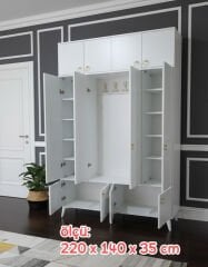 Averon Portmanto Vestiyer Ayakkabılık Dolap Ücretsiz Kurulum Beyaz M2