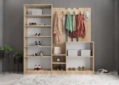 Flora Aynalı Portmanto Vestiyer - Ücretsiz Kurulum - Meşe