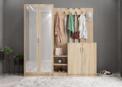 Flora Aynalı Portmanto Vestiyer - Ücretsiz Kurulum - Meşe