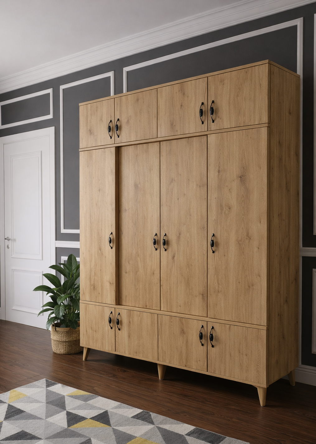 Averon Portmanto Vestiyer Ayakkabılık Dolap Ücretsiz Kurulum Meşe M1