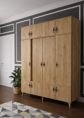 Averon Portmanto Vestiyer Ayakkabılık Dolap Ücretsiz Kurulum Meşe M1