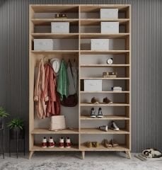 Viva Sürgülü Yüklük Modülü Portmanto Vestiyer Ayakkabılık Meşe