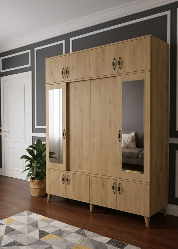 Averon Portmanto Vestiyer Ayakkabılık Dolap Ücretsiz Kurulum Meşe M2