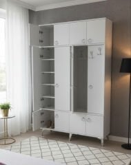 Panora 12 Kapaklı Portmanto Vestiyer Ayakkabılık Dolap Ücretsiz Kurulum Beyaz M1
