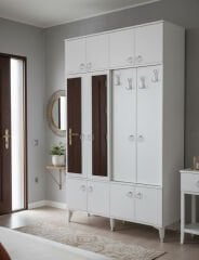 Panora 12 Kapaklı Portmanto Vestiyer Ayakkabılık Dolap Ücretsiz Kurulum Beyaz M2