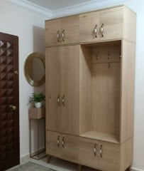 Panora 12 Kapaklı Portmanto Vestiyer Ayakkabılık Dolap Ücretsiz Kurulum Meşe M1