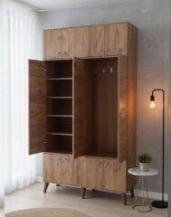 Panora 12 Kapaklı Portmanto Vestiyer Ayakkabılık Dolap Ücretsiz Kurulum Meşe M2