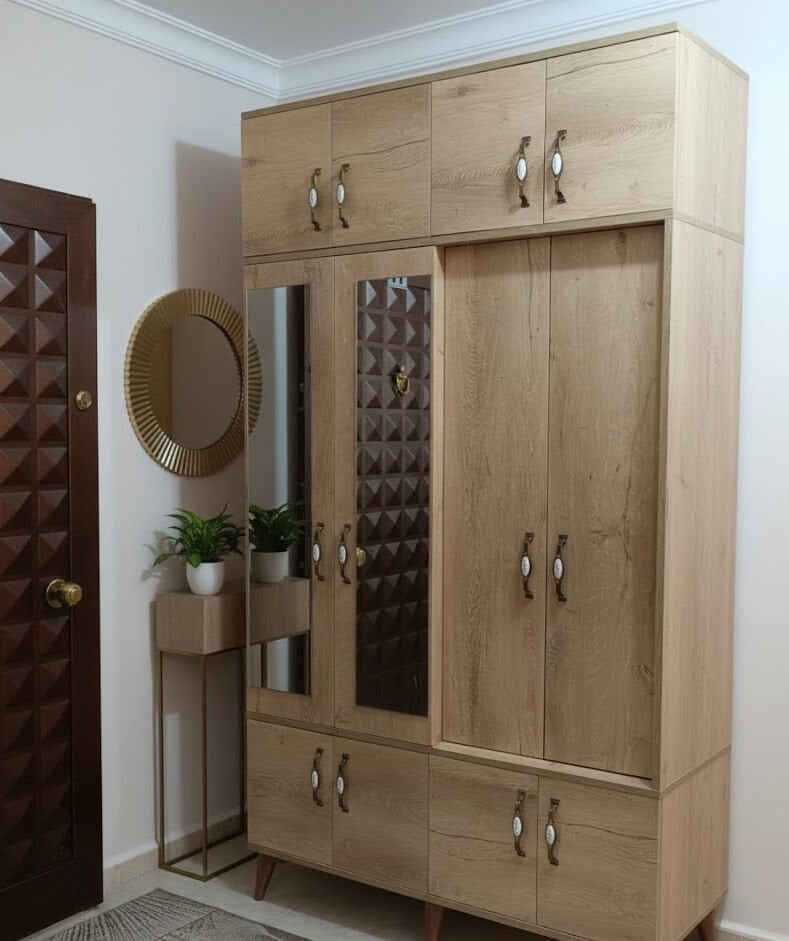 Panora 12 Kapaklı Portmanto Vestiyer Ayakkabılık Dolap Ücretsiz Kurulum Meşe M2