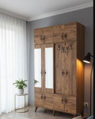 Panora 12 Kapaklı Portmanto Vestiyer Ayakkabılık Dolap Ücretsiz Kurulum Çam M2