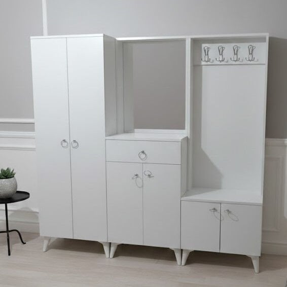 Zeron Portmanto Vestiyer Ayakkabılık Dolap Ücretsiz Kurulum Beyaz M1