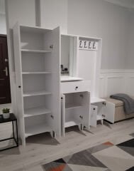 Zeron Portmanto Vestiyer Ayakkabılık Dolap Ücretsiz Kurulum Beyaz M1