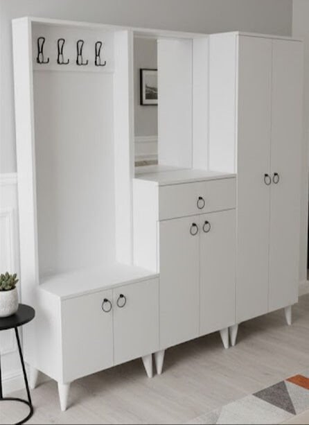 Zeron Portmanto Vestiyer Ayakkabılık Dolap Ücretsiz Kurulum Beyaz M2