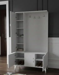 Duo 3 Kapaklı Portmanto Vestiyer Ayakkabılık Dolap Ücretsiz Kurulum Beyaz M1