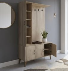 Duo 3 Kapaklı Portmanto Vestiyer Ayakkabılık Dolap Ücretsiz Kurulum Meşe M2