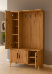 Duo 3 Kapaklı Portmanto Vestiyer Ayakkabılık Dolap Ücretsiz Kurulum Çam M1