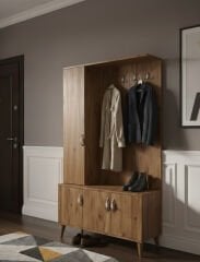 Duo 3 Kapaklı Portmanto Vestiyer Ayakkabılık Dolap Ücretsiz Kurulum Çam M2