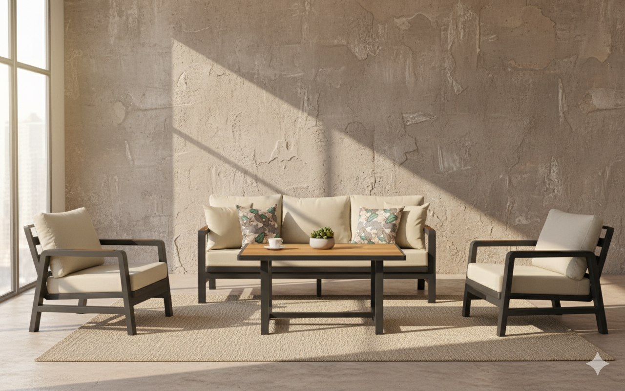 Madera Alüminyum Bahçe Balkon Oturma Grubu 3+1+1+Masa