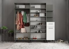 Melodi Portmanto Vestiyer Ayakkabılık - Ücretsiz Kurulum - Antrasit Beyaz