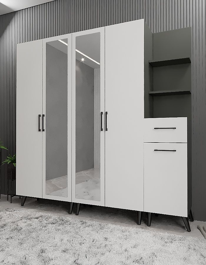 Melodi Portmanto Vestiyer Ayakkabılık - Ücretsiz Kurulum - Antrasit Beyaz