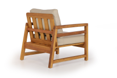 Gamze Masif Ahşap İroko Ağacı Oturma Grubu Bahçe Balkon Koltuk Takımı Krem 3+1+1+ Masa