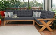 Berlin Masif Ahşap Bahçe Balkon Köşe Koltuk Takımı Kestane Ağacı Antrasit