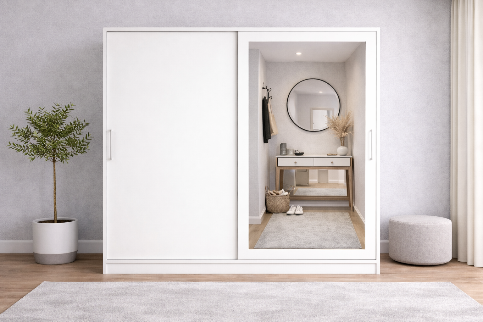 Alba Sürgülü Portmanto Vestiyer  Beyaz- Ücretsiz Montaj Hizmeti