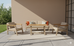 Alvaro Alüminyum Oturma Grubu Bahçe Balkon Koltuk Takımı 3+1+1+Masa