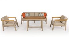 Alvaro Alüminyum Oturma Grubu Bahçe Balkon Koltuk Takımı 3+1+1+Masa