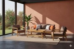 Aspendos Masif Ahşap İroko Ağacı Oturma Grubu Bahçe Balkon Koltuk Takımı 3+1+1+ Masa