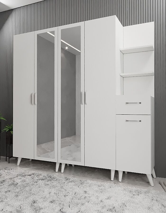 Açelya Aynalı Portmanto Vestiyer Ayakkabılık M1 - Ücretsiz Kurulum