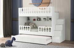 Aras Tamamı Mdf Membran Kaplama Çelik Destekli Yavrulu Ranza Montaj Dahil Beyaz