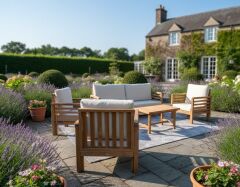 Valeri Masif Ahşap Bahçe Balkon Koltuk Takımı Kestane Ağacı 1 adet İkili 2 Adet Tekli ve Sehpa