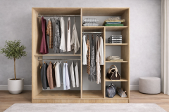 Zen Sürgü Kapaklı Dolap Gardırop Meşe Ölçü Seçenekli - Ücretsiz Kurulum